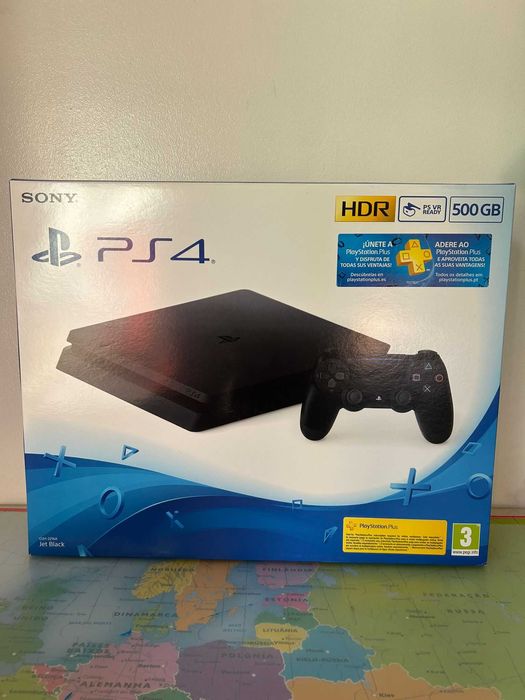 Consola PS4 Slim 500GB nova, 2 comandos originais Dual Shock, jogos