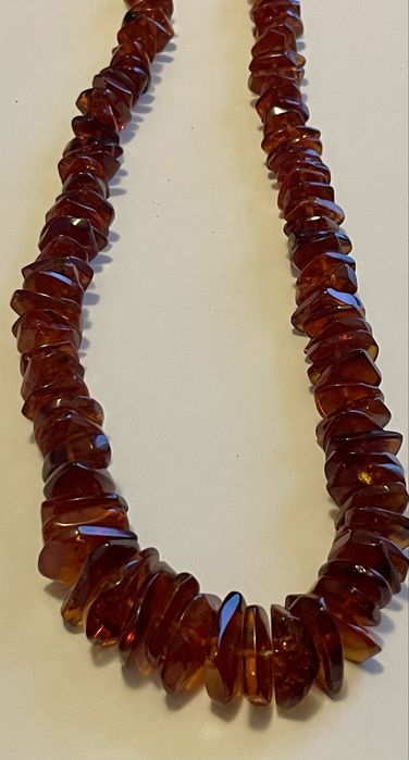 Naszyjnik kolia łańuch bursztyn bałtycki piękny kolor. PRL