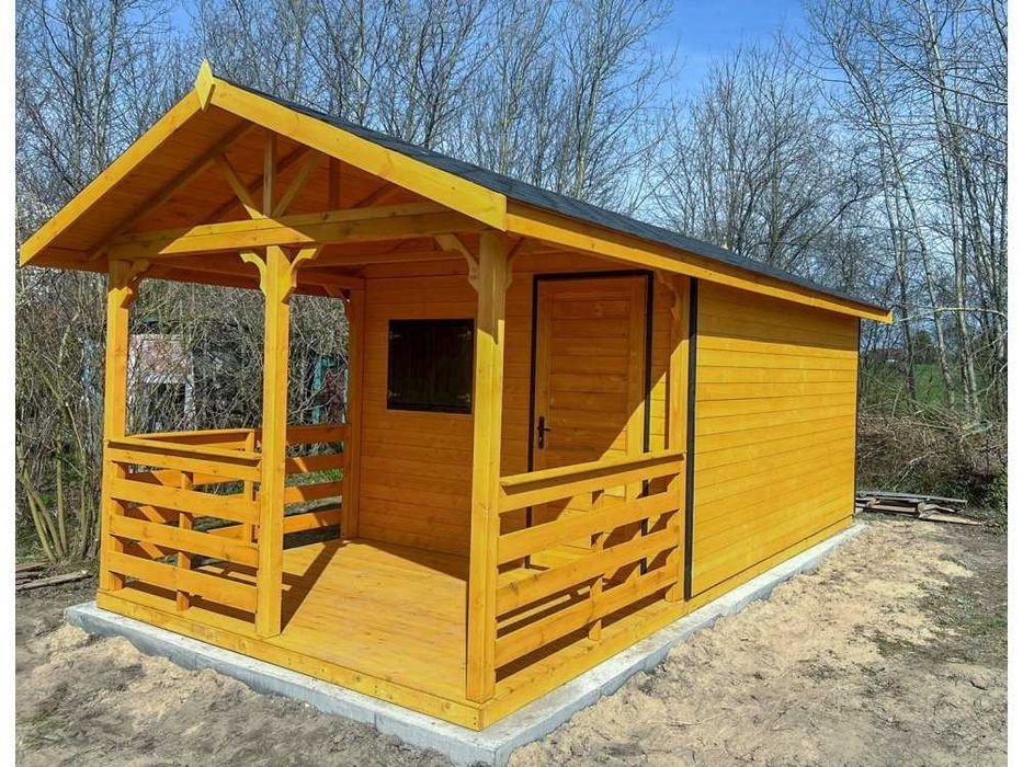 Domek ogrodowy, domek letniskowy, domki drewniane, 4x5m + 2m taras