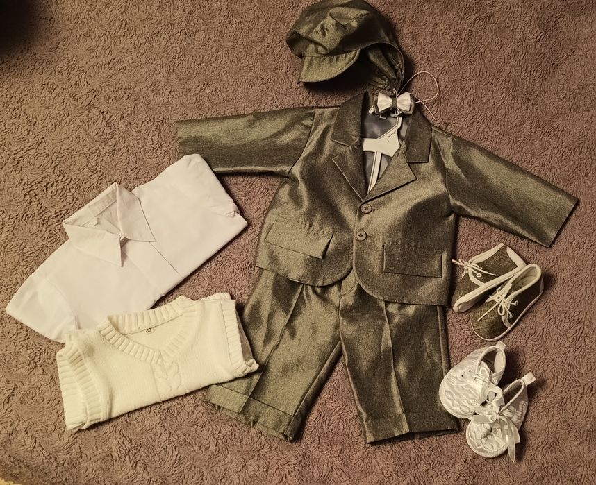 Ubranko do chrztu dla chłopca stan idealny garnitur bucik 62