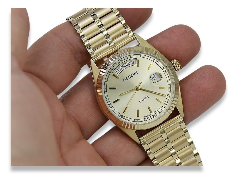 Złoty zegarek bransoletą męski 14k Geneve mw013ydy&mbw007y Wrocław Wr