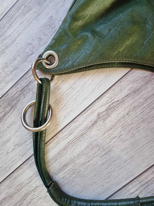 Сумка шоппер кожаная зеленая итальянская