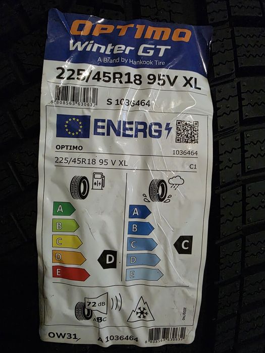 NOWE KOMPLET 4 SZT. opony zimowe Hankook Optimo Winter GT 225/45 R18 | OKAZJA! DOT 2025l