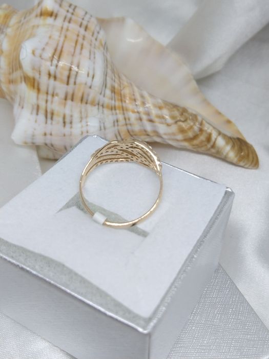 Złoty pierścionek z cyrkoniami, złoto Golden rose 583, rozmiar 13