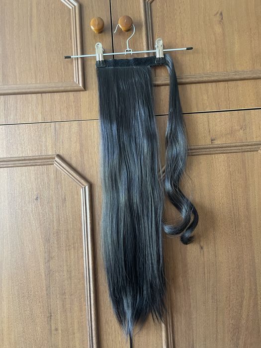 Шиньон темний каштан, 55 см (штучне волосся)