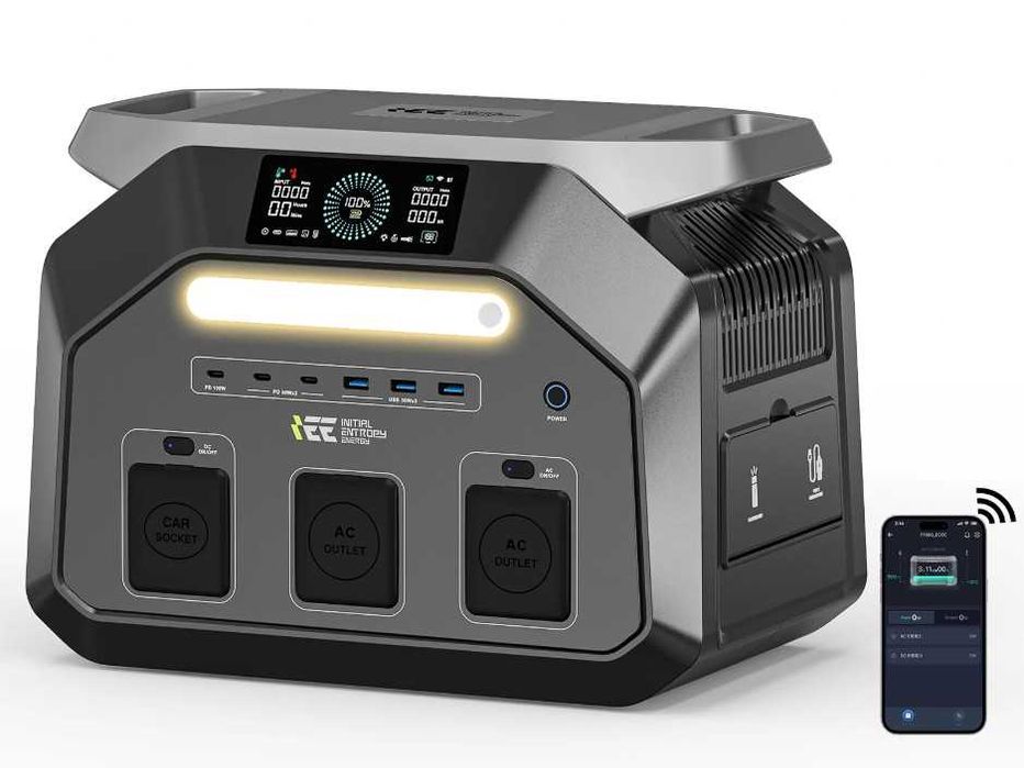 Estação Energia Solar IEETek 1800W/3600W MPPT 500W 1024Wh BT e WI-FI