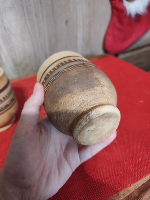 Czarki/kubki gliniane PRL, rękodzieło vintage