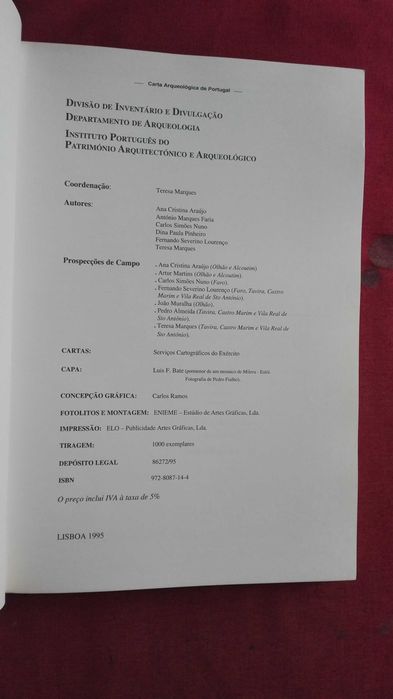 Carta Arqueológica de Portugal /2-Algarve-1995