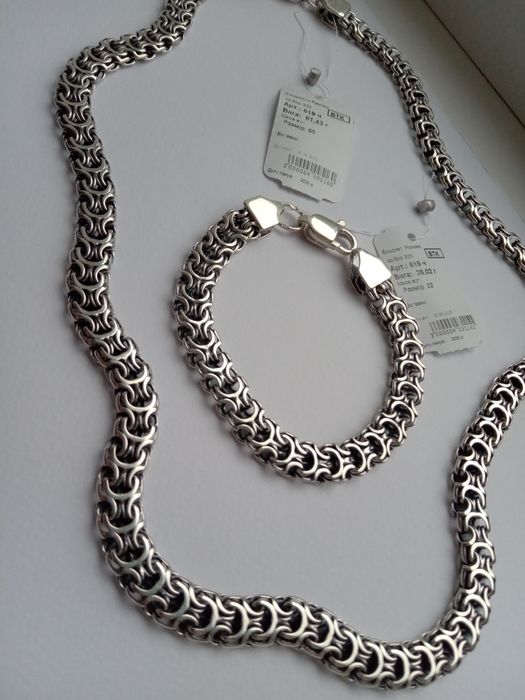 Цепочка серебряная Бисмарк 72 грамм 60 см 65 с чернением  ланцюг