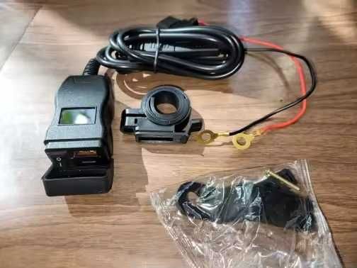 Carregador rápido usb para motocicleta pd qc3.0, guidão, tomada usb dupla com interruptor, voltímetro, à prova d'água NOVO