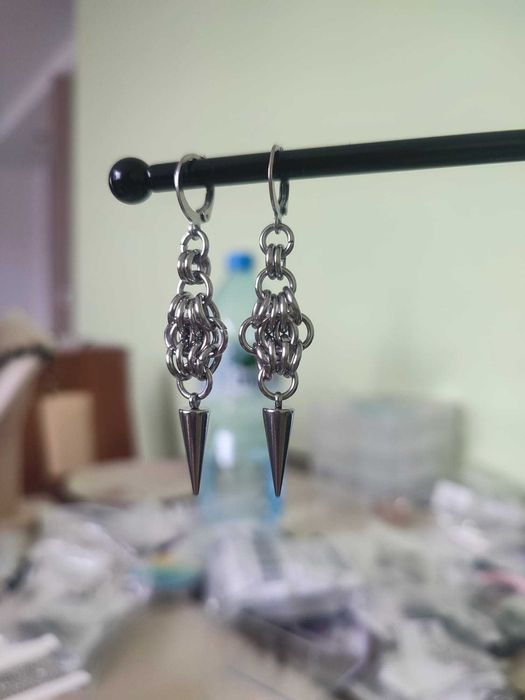 Ręcznie robione kolczyki chainmaille ze stali chirurgicznej 304