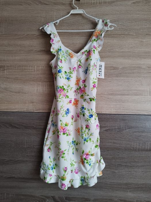 Drapowana sukienka w kwiaty XXS-S