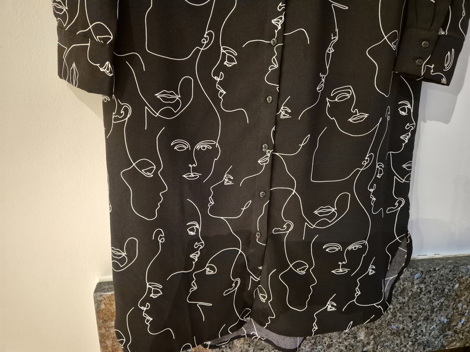 Czarna sukienka 34 XS Mohito twarze szmizjerka koszulową tunika guziki