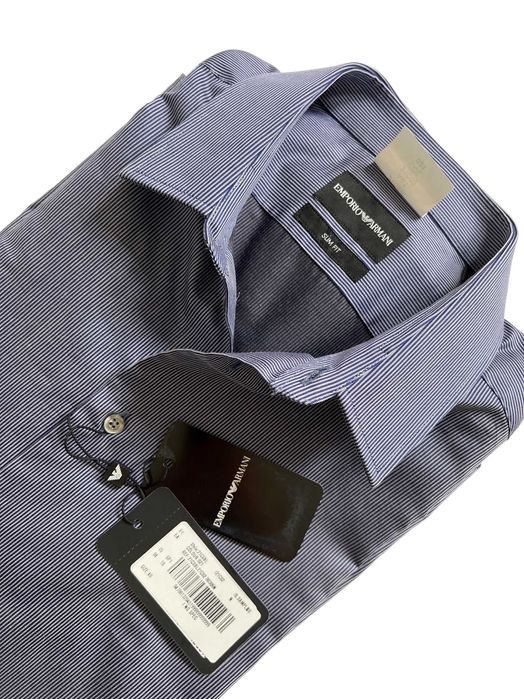 EMPORIO ARMANI koszula męska niebieska slim fit r. M