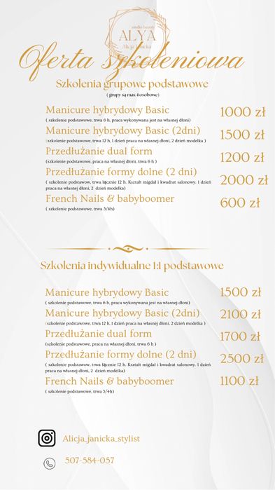 Szkolenia ze stylizacji paznokci. Indywidualne w cenie grupowych