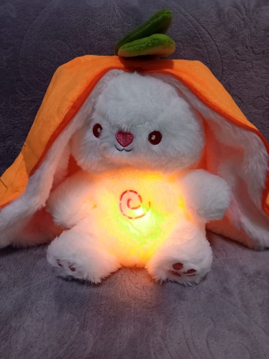 В НАЯВНОСТІ! М'яка іграшка нічник зайчик трансформер в полуничці або