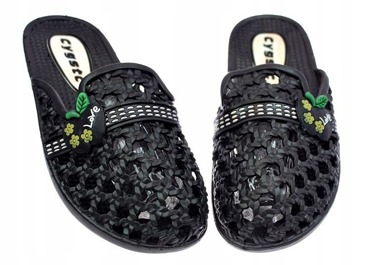 Klapki damskie meliski czarne na basen plażę gumowe 5352 roz. 37