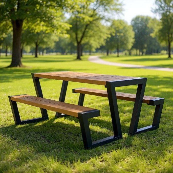 Stół piknikowy grande II z moc. do podłoża 175 cm RAL9005/pinia