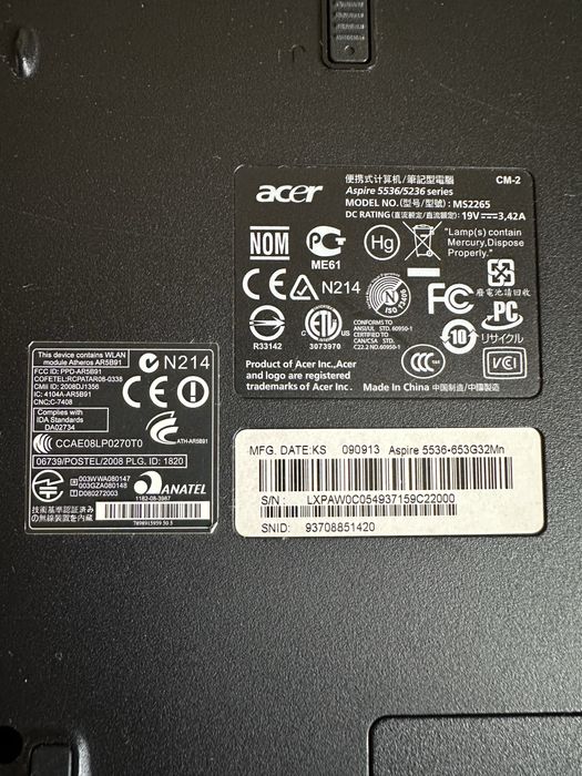 Ноутбук Acer Aspire 5536