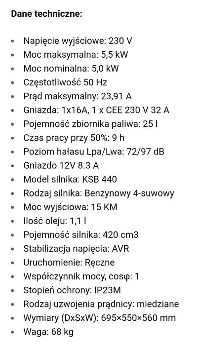 Agregat prądotwórczy BASIC KSB70