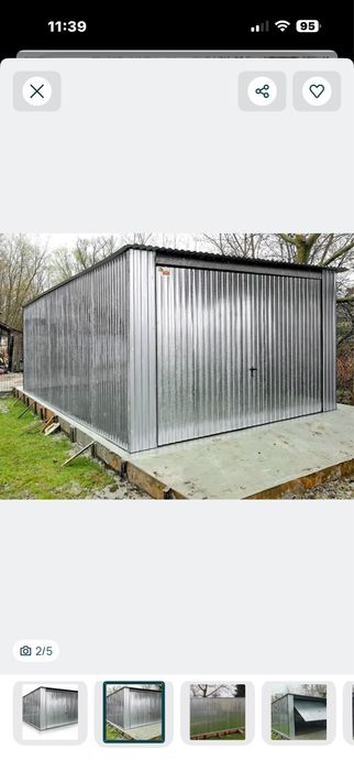 Garaz blaszany ocynk 6x4m z brama uchylna