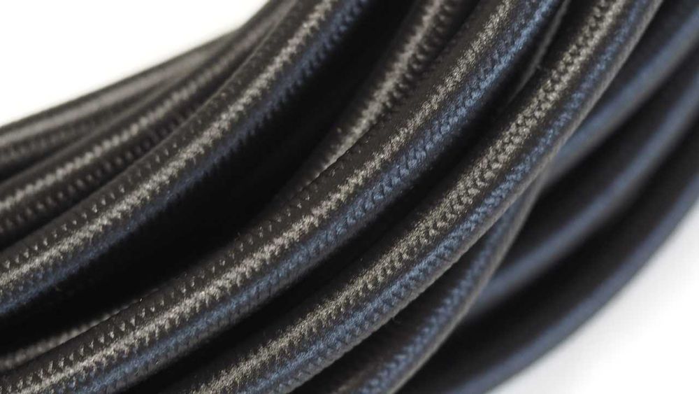 Czarny przewód w oplocie ozdobnym – dekoracyjny kabel 2x0,75 mm2