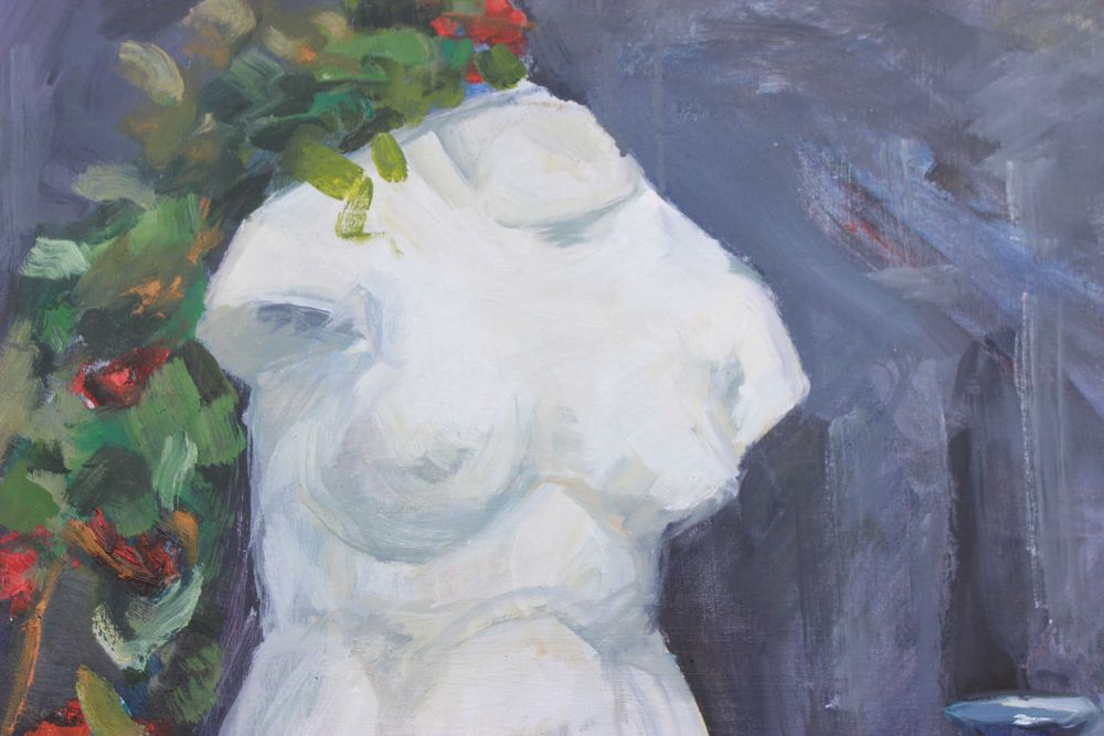 Живописний натюрморт з гіпсовим торсом