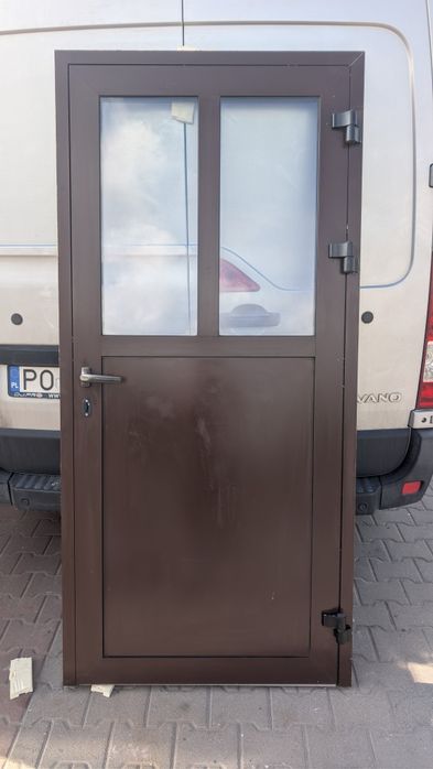KR HAUS drzwi 98x208 zewnętrzne wejściowe alu brązowe używane okna drzwi POZNAŃ