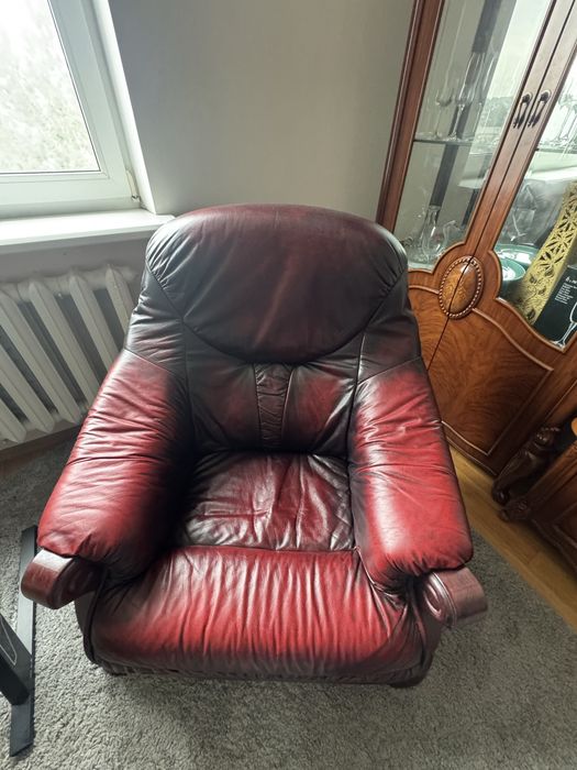 Шкіряний диван  3+2 крісло і пуф натуральна шкіра