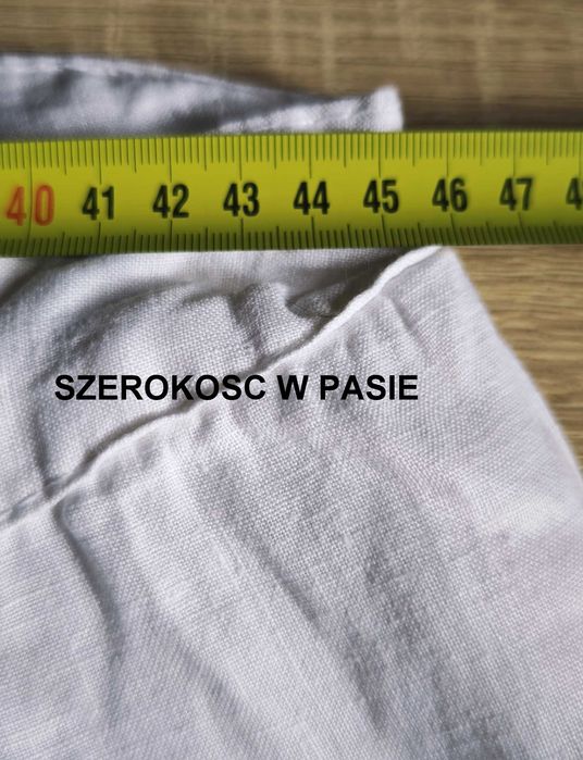 KappAhl białe spodnie lniane lekkie proste 40/42