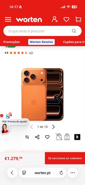Iphone 17 pro laranja