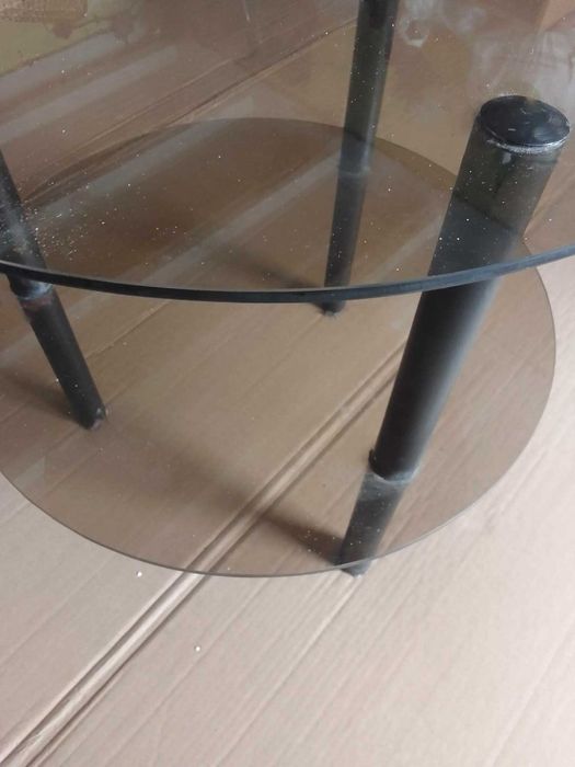 Stolik okrągły- ciemne szkło- podwójny