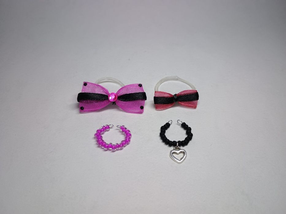 Para 2 Czarno Różowych Akcesoriów Handmade dla Littlest Pet Shop LPS