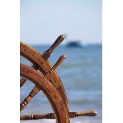 Koło sterowe drewno i mosiądz ST6 104cm jacht barka motorówka houseboa