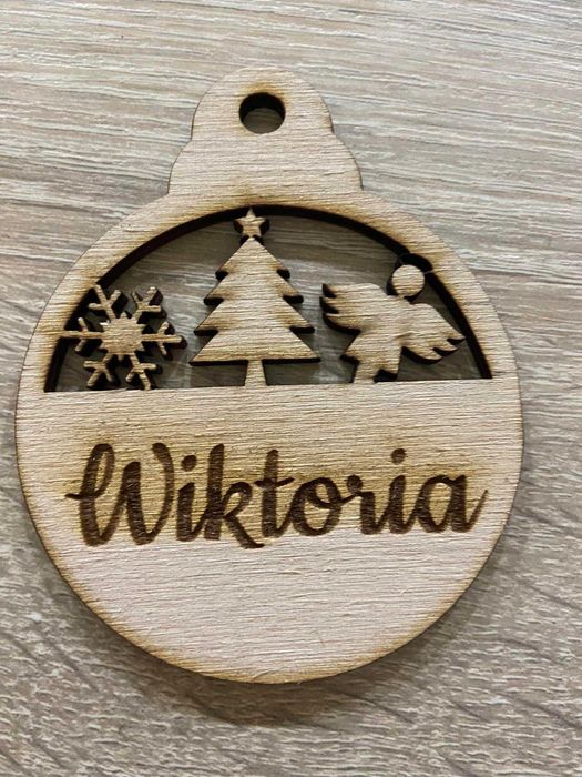 Bombka zawieszka imię personalizowana Mikołajki imieniem choinka 9x7,3