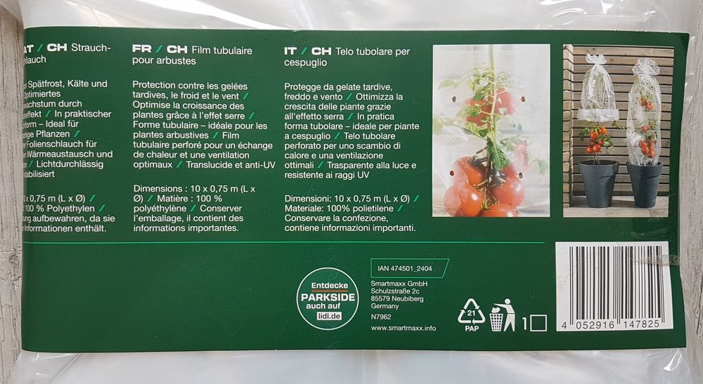 Parkside folia do ochrony roślin półprzezroczysta 10x7,5m