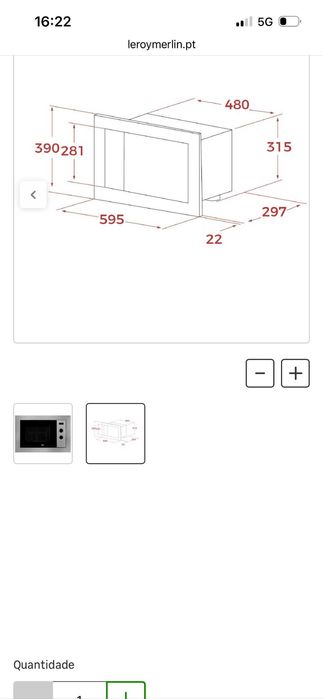 Microondas TEKA Encastrar 0,48 largura x 0,28 altura x 0,30m profun