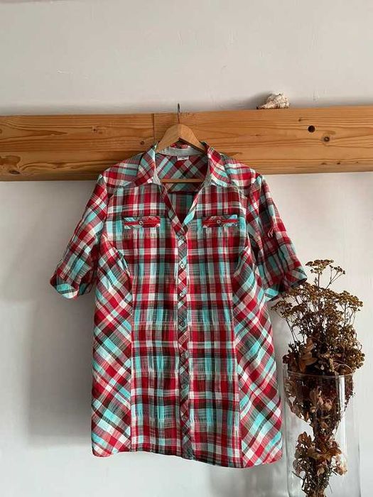 Koszula, w kratę elegancka bawełniana do pracy plus size 3XL/46