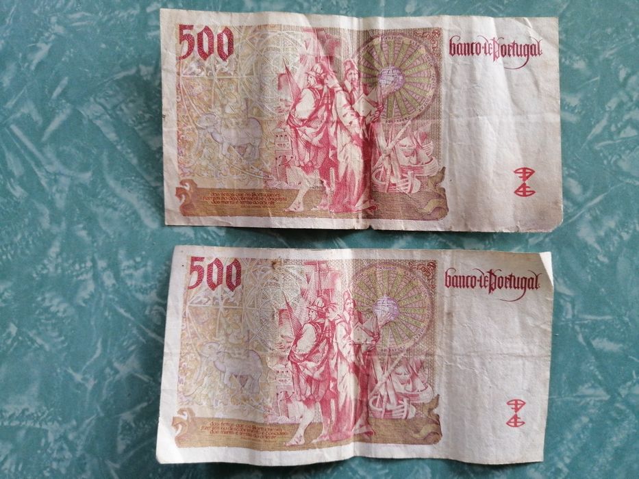 Duas notas de 500 escudos, anos 1997 e 2000