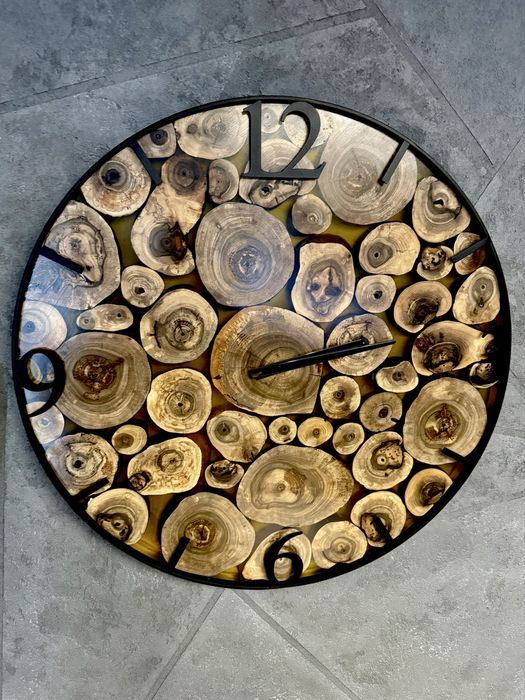 Zegar ścienny - ORZECH | żywica | LOFT | NOWY