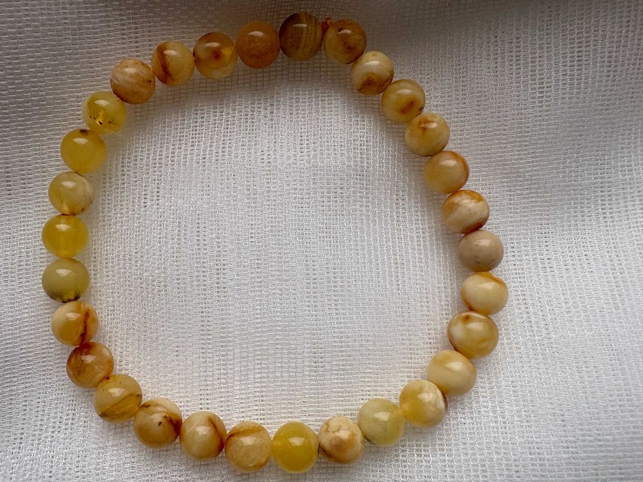 Браслет з балтійського бурштину янтарь 4,78 г 6 мм 16-18см