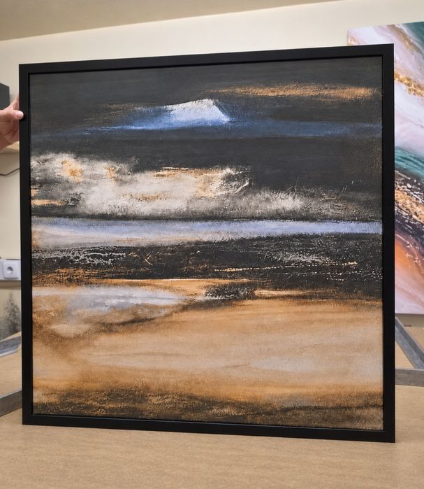 Quadro Decorativo Abstrato Moderno com Moldura Preta [NOVO]