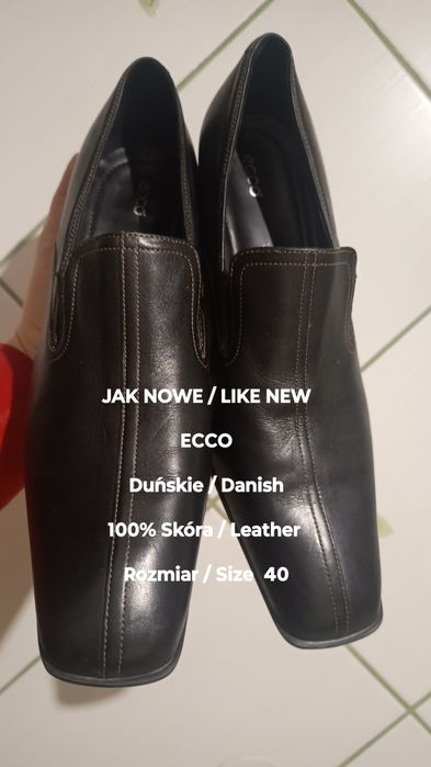 ECCO  Duńskie eleganckie damskie buty skórzane, 100% Skóra, Rozmiar 40