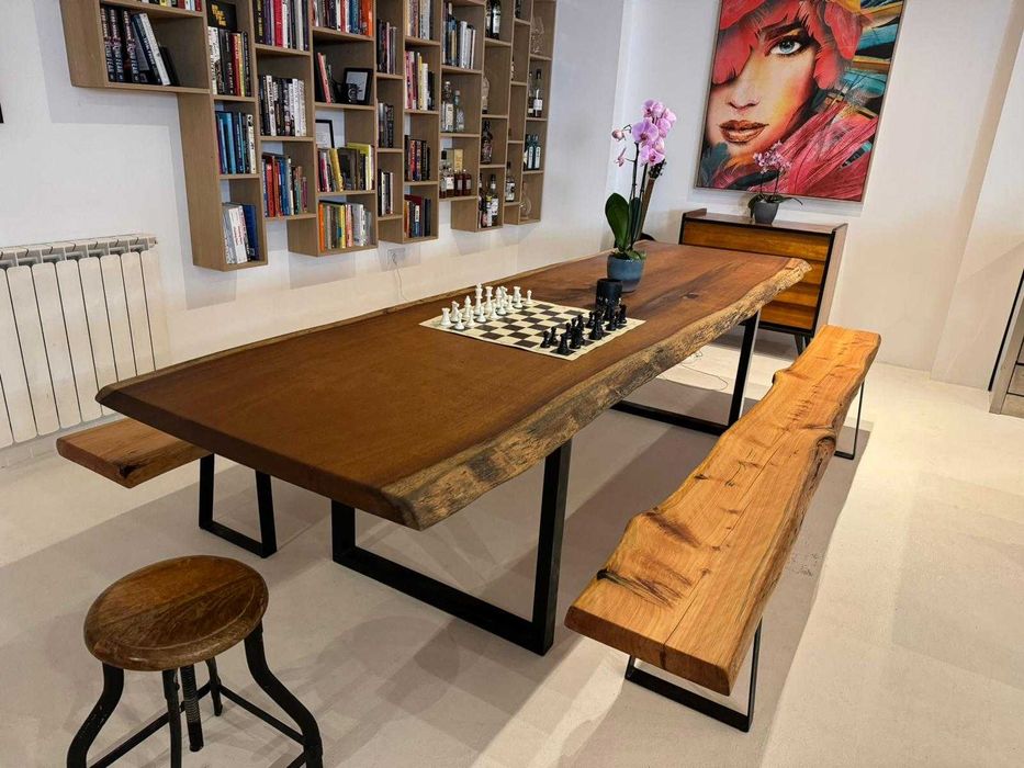 Mesas rústicas em prancha única.Mesa de jantar em madeira maciça sob Medidas.Solid wood dining table