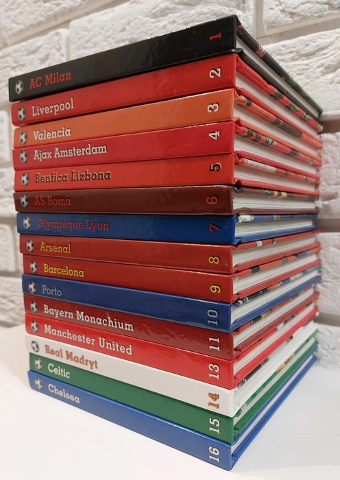 Sprzedam kolekcję książek "Słynne kluby piłkarskie", nr 1-11 i 13-16.