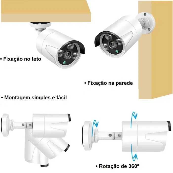 (NOVO) Kit 4/8 Câmaras Video Vigilância • SEM FIOS • Full HD