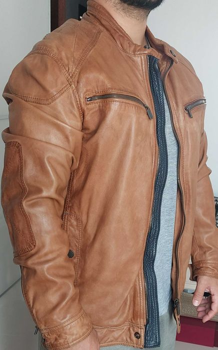 Casaco castanho pele genuína - Massimo Dutti