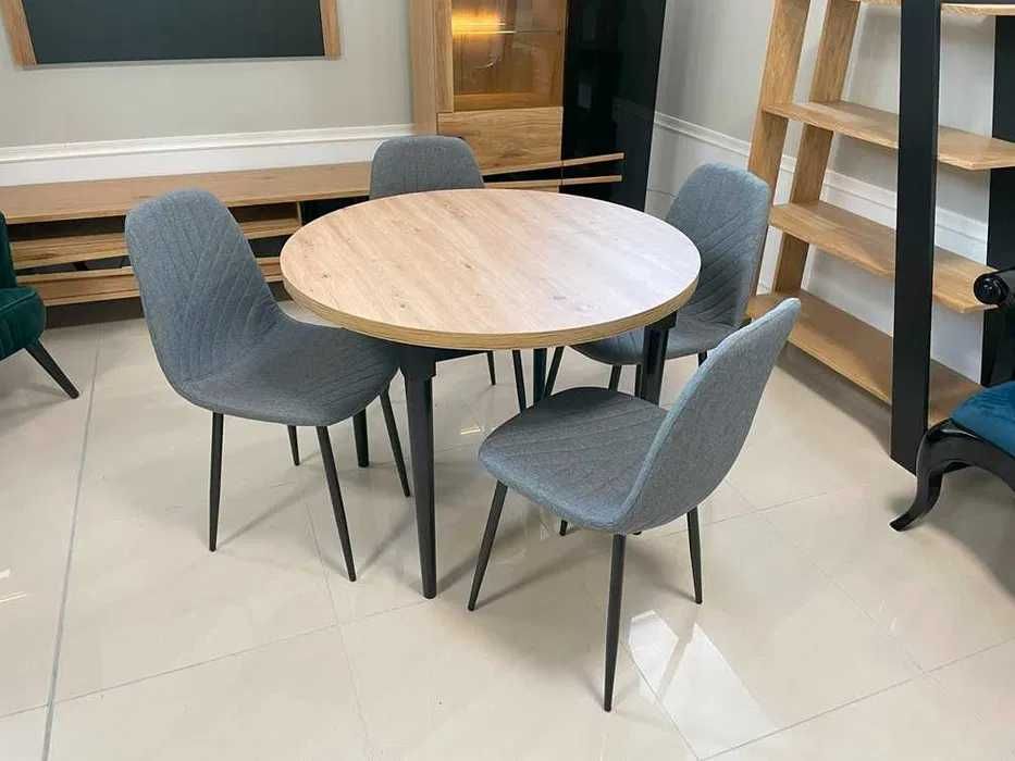 (16CZ) Stół okrągły + 4 krzesła Eva szary, nowe
800 zł