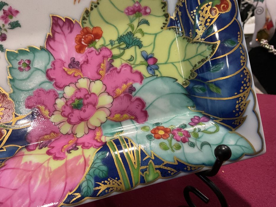 Prato vista alegre motahedeh pintura a ouro 19x15 cm