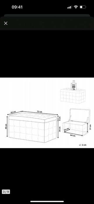 Pufa skrzynia schowek welur granatowa